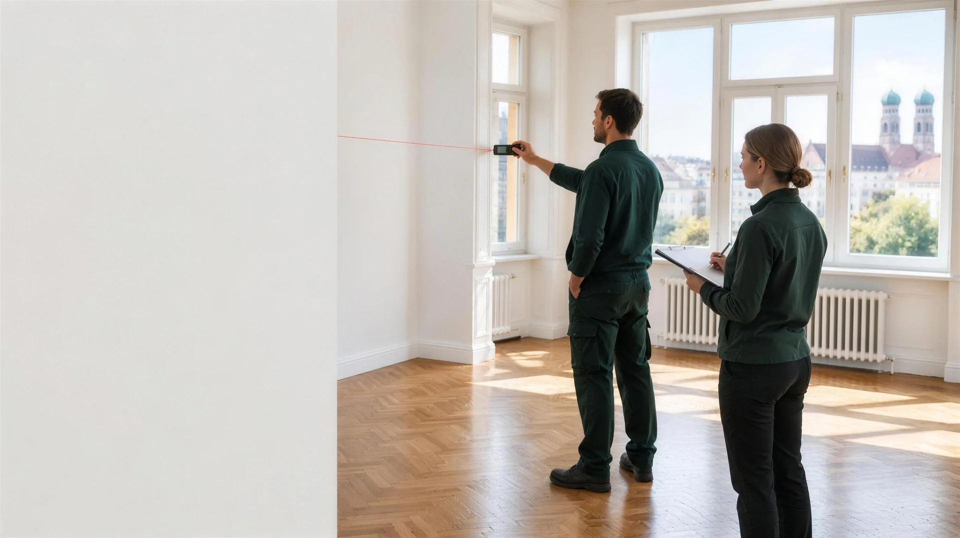 Aufmaß einer Wohnung mit Laser-Entfernungsmesser für ein Angebot